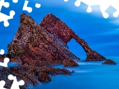 Portknockie, Szkocja, Skały, Bow Fiddle Rock, Morze