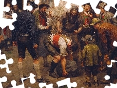 Mężczyźni, Obraz, Podnoszenie, Franz von Defregger, Malarstwo, Zawody, Kamienia