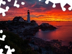 Cape Elizabeth, Wschód słońca, Stany Zjednoczone, Morze, 