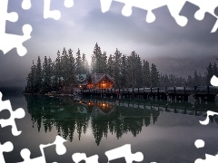 Las, Jezioro Emerald Lake, Dom, Prowincja Kolumbia Brytyjska