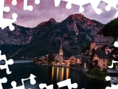 KoĹciĂłĹ, Austria, Domy, GĂłry, Jezioro Hallstatte