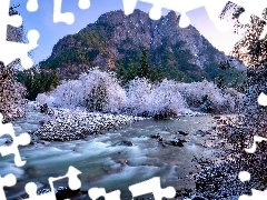 Snoqualmie River, Rzeka, Góra, Oszronione, Stan Waszyngton,