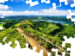 Jeziora, Kaldera, Azory, Droga, Portugalia, Lagoa Rasa, WzgÃ