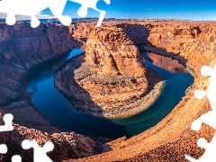 Kanion, Park Narodowy Glen Canyon, Rzeka Kolorado, Zakole, Arizona, Stany Zjednoczone, Horseshoe Bend, Skały, Meander
