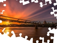 Tamiza, Millennium Bridge, Londyn, Rzeka, Most, Zachód sło