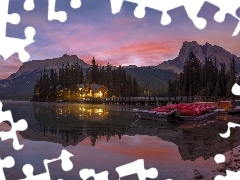 Drzewa, Jezioro Emerald Lake, Dom, Prowincja Kolumbia Brytyj