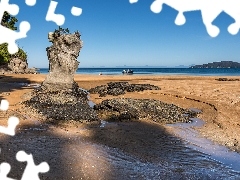 Wybrzeże, Morze, Nowa Zelandia, Skały, Tasmania, Totaranui Camping Area, Plaża, Park Narodowy Abel Tasman