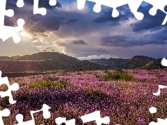 Chmury, Słońce, Stany Zjednoczone, Wzgórza, Arizona, Gór