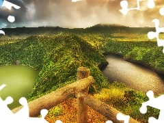 Wyspa Flores, Portugalia, Jezioro Lagoa Negra, Wzgórza, Jezioro Lagoa Comprida, Azory