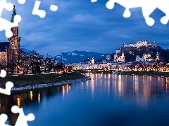 Domy, Wzgórze Festungsberg, Austria, Twierdza, Salzburg, Ko