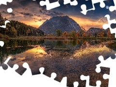 Las, Lake Putterersee, Drzewa, Masyw górski, Północne Alp