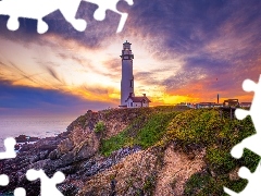Latarnia morska, Wybrzeże, Kamienie, Pigeon Point, Zachód