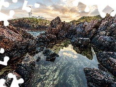 Latarnia morska, Skały, Hrabstwo Donegal, Irlandia, Fanad Lighthouse, Morze