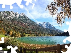 Drzewo, Góry Kaisergebirge, Gmina Ellmau, Austria, Jezioro,