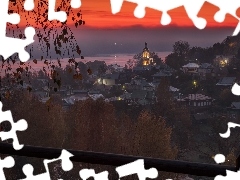 Drzewa, Rzeka WoÅ‚ga, Cerkiew, Obwód iwanowski, Domy, WschÃ