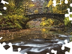 Rzeka, Stony Brook River, Stany Zjednoczone, Kamienny, Stan Nowy Jork, Skały, Drzewa, Most