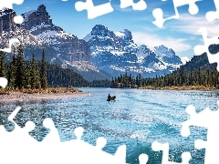 Kajak, Park Narodowy Jasper, Góry, Człowiek, Lasy, Kanada,