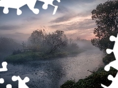 Rzeka Istra, Wschód słońca, Obwód moskiewski, Mgła, Por