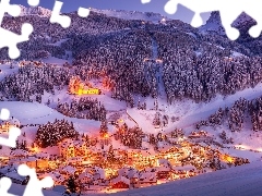 Domy, Miasteczko, Drzewa, GĂłry, Santa Cristina Gherdeina,