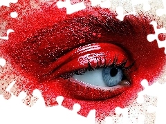 Farba, Czerwona, Oko, Bodypainting