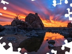 Watson Lake, Skały, Stany Zjednoczone, Odbicie, Arizona, Je