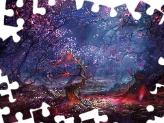 Drzewa, Grafika, Las