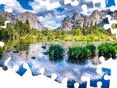 Rzeka, Góry, Merced River, Kępki, Kalifornia, Stany Zjedno