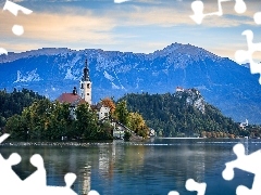 Góry, Wyspa Blejski Otok, Alpy Julijskie, Jezioro Bled, Chm