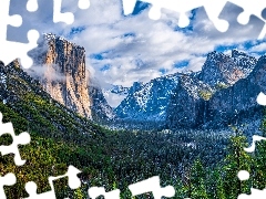 Góry Sierra Nevada, Kalifornia, Chmury, Dolina Yosemite Val