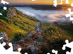 Góry, Wschód słońca, Opadająca, Mgła, Tuki Tuki Valley