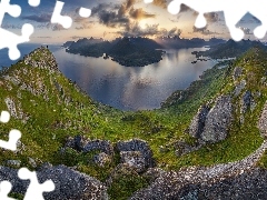 Góry, Lofoty, Człowiek, Morze Północne, Norwegia, Skały