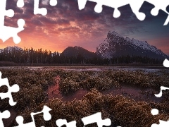 Góry, Park Narodowy Banff, Jezioro, Vermilion Lakes, Albert