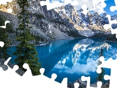 Las, Alberta, Góry, Chmury, Jezioro, Kanada, Park Narodowy