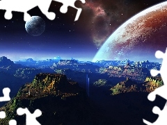 Planety, Skały, Kosmos, Góry, Fantasy