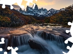 Patagonia, Argentyna, Góry, Szczyt, Roślinność, Jesień,