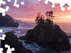 Park stanowy, Skały, Wybrzeże, Oregon, Wschód słońca, M