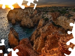Ponta da Piedade, Region Algarve, Skały, Cypel, Portugalia,
