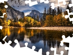 Park Narodowy Yosemite, Wschód słońca, Góry, Half Dome, 