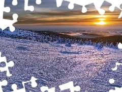 Sudety Wschodnie, Zima, WschĂłd sĹoĹca, Czechy, Pasm