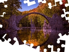 Jesień, Devils Bridge, Zachód słońca, Park Rododendronó