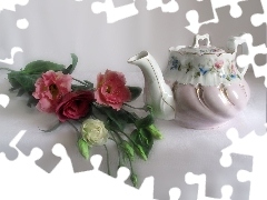 Kolorowych, Bukiecik, Porcelanowy, Kwiatów, Dzbanek