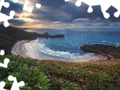 Plaża, Morze, Chmury, Hiszpania, Playa de Torimbia, Wybrze
