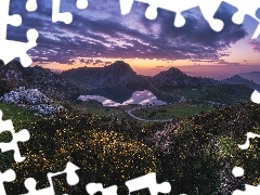 Jezioro, Góry, Lakes of Covadonga, Drzewa, Cangas de Onís,