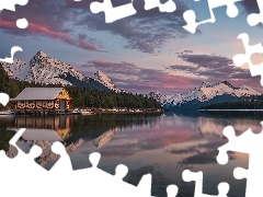 Drzewa, Park Narodowy Jasper, Jezioro, Przystań, Maligne La