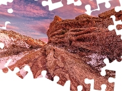 Śnieg, Wschód słońca, Droga, Ogrodzenie, Red Rocks Park,