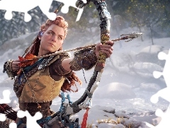 Aloy, Horizon Forbidden West, Łuczniczka, Postać, Gra, Kobieta, Łuk