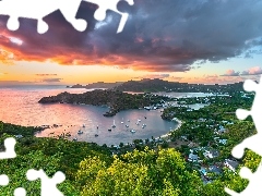 Żaglówki, Morze, Karaiby, Zatoka, Góry, Antigua, Antigua 