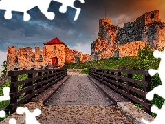 Droga, Zamek Rabsztyn, Powiat olkuski, Polska, Most, Ruiny