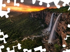 Wodospady, Zachód słońca, Cascate di Lequarci, Skały, Sa