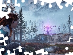 Gra, Horizon Zero Dawn, Góry, Las, Aloy